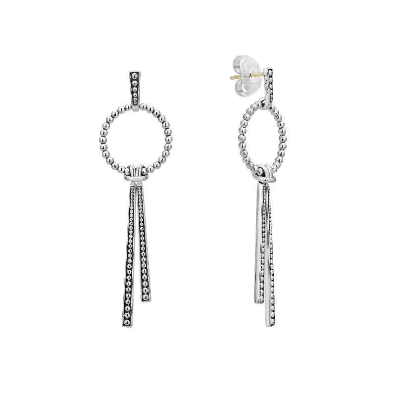 Crystal - adorned drop earrings for a glamorous lookSignature Caviar Double Station Linear Drop Earrings Crystal - adorned drop earrings for a glamorous lookSignature Caviar Double Station Linear Drop Earrings