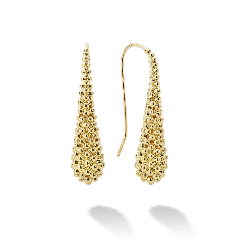 Aquamarine drop earrings reminiscent of the oceanCaviar Gold 18K Gold Caviar Drop Earrings Aquamarine drop earrings reminiscent of the oceanCaviar Gold 18K Gold Caviar Drop Earrings