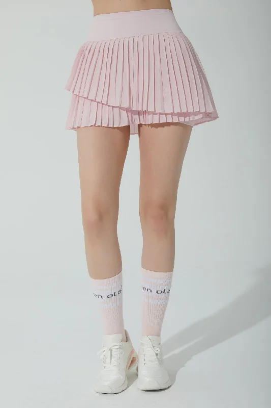 Denim skirts with embroidery Christina Pleated Skirt - Blush