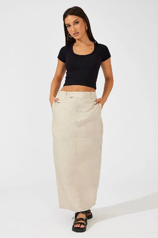 Mini skirts for clubbing Beige Maxi Skirt High Rise