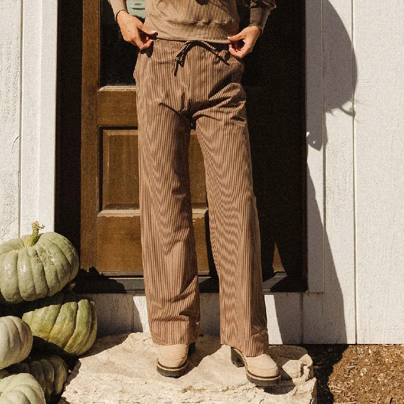 High - waisted linen skirts for summer Audrey Trouser, Cinnamon Stripe