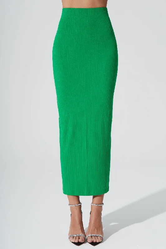 Plus size casual skirts for women Calista Knitted Slit Skirt - Fern Green