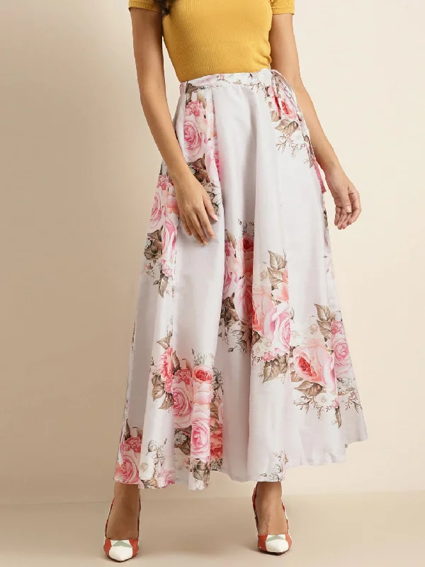 Skirts with a handkerchief hem Nude Floral Anarkali Skirt