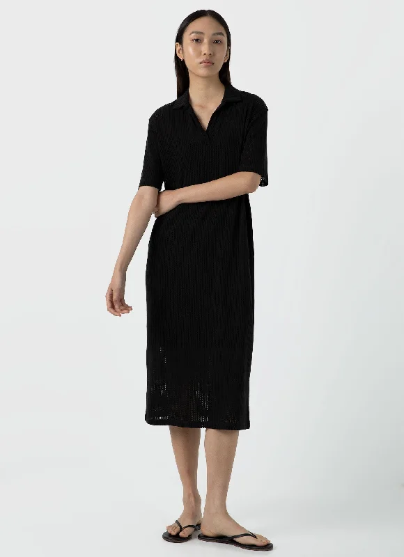 Satin skirts for a glamorous touch Women's Lace Mesh Polo Dress in Black