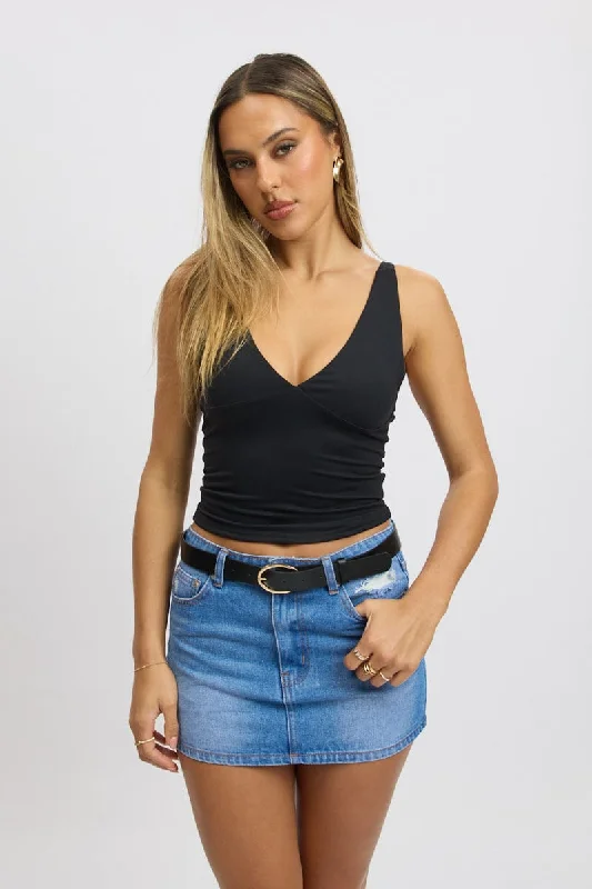 Skirts for a wine tasting Blue Mini Skirt Mid Rise Regular Fit