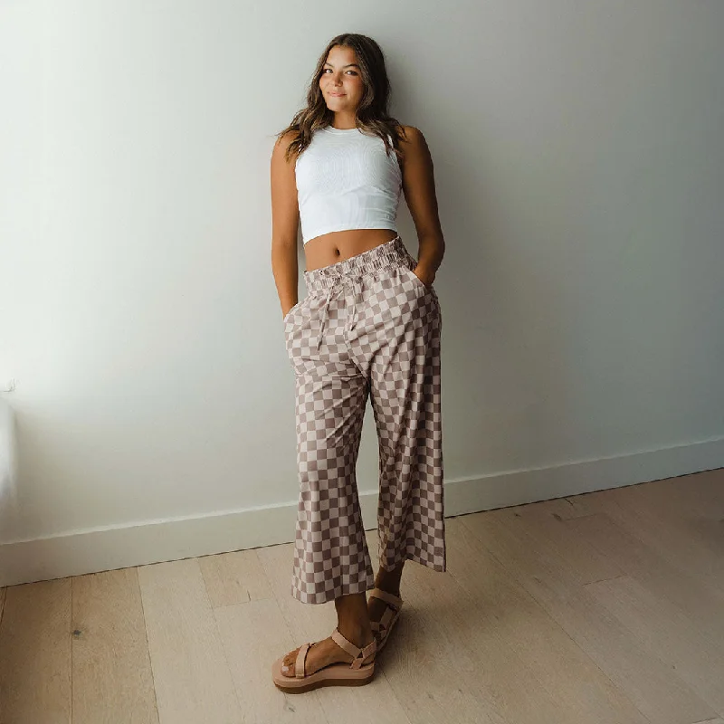 Skirts with a gathered waist Audrey Wide Leg Pants, Brown Checkers