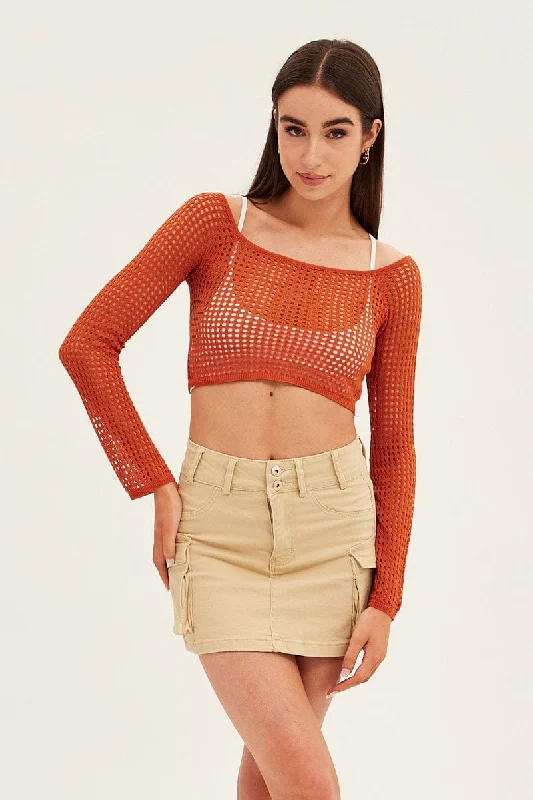 Skirts with a geometric pattern Beige Cargo Utility Denim Mini Skirt