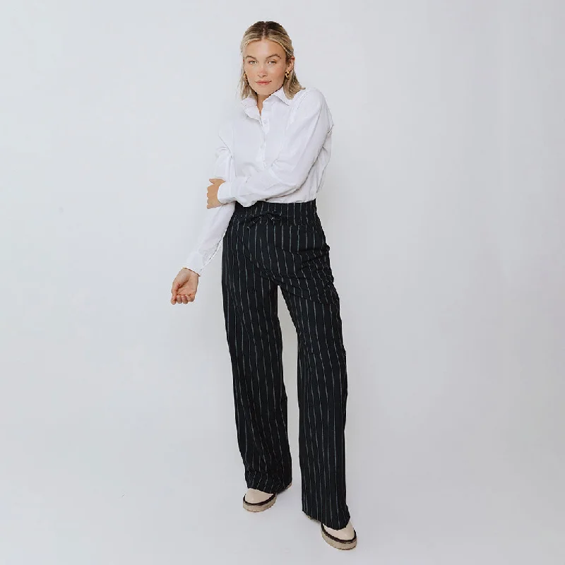 Skirts with a metallic finish Audrey Trouser, Navy Pinstripe