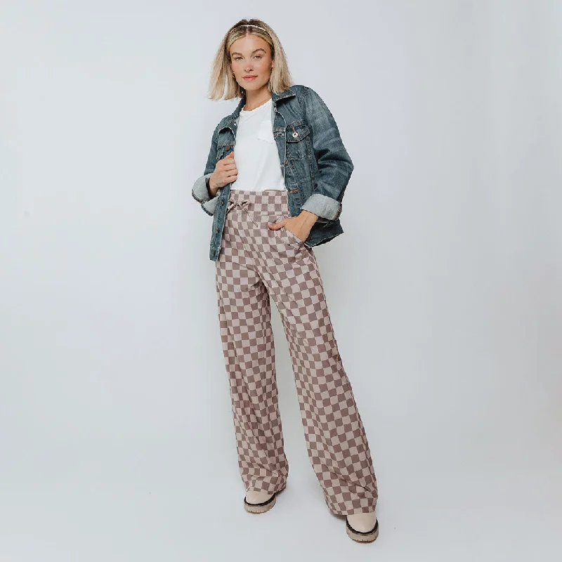 Skirts with a patchwork pattern Audrey Trouser, Brown Checkers