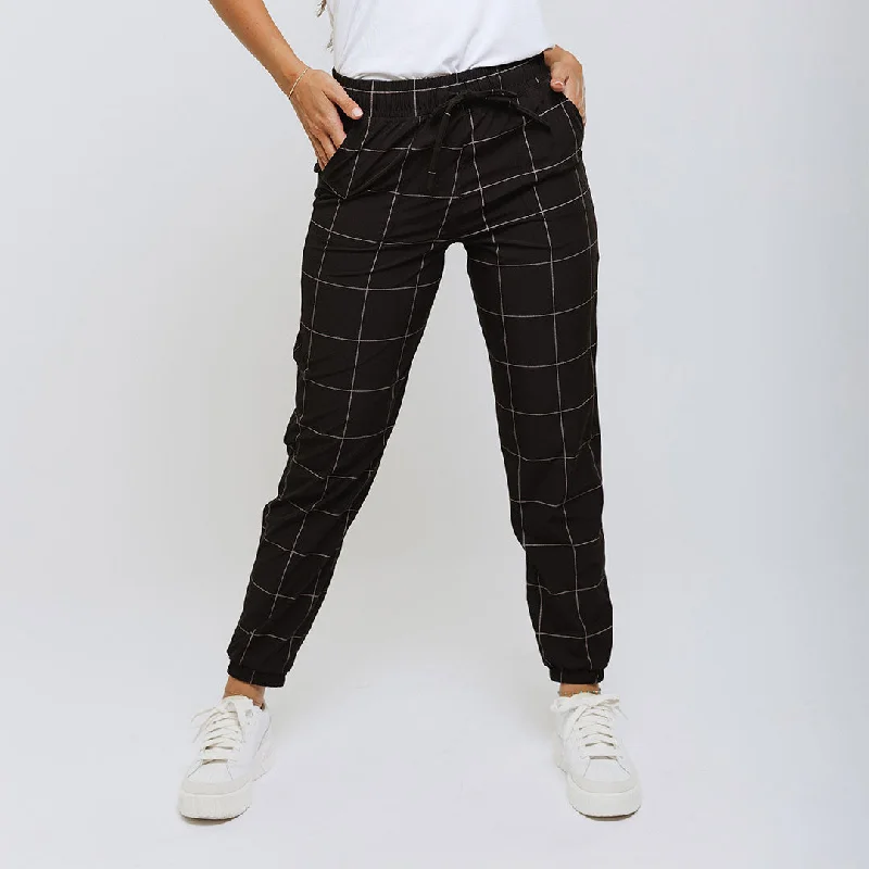 Pleated skirts for office wear Everywhere Joggers, Black Windowpane