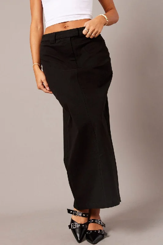 Skirts for a charity event Black Tailored Skirt Midi Mid Rise