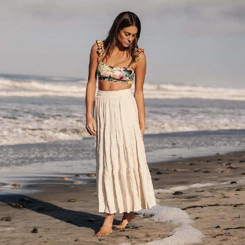 Skirts with a gathered skirt Maxi Skirt, Sand