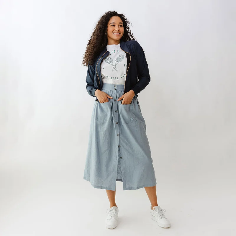 Skirts for a beach wedding Maxi Button Skirt, Blue