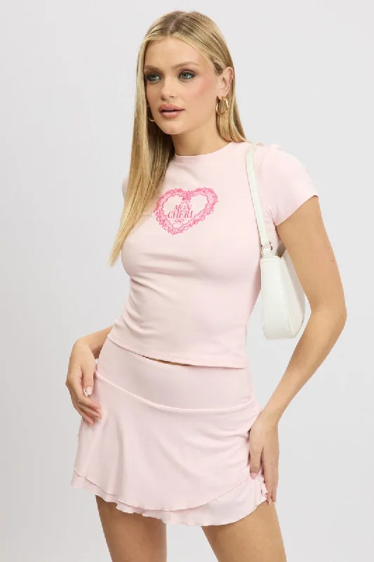 Skirts for a casual dinner Pink Supersoft Skort Skirt High Rise Layered Lined