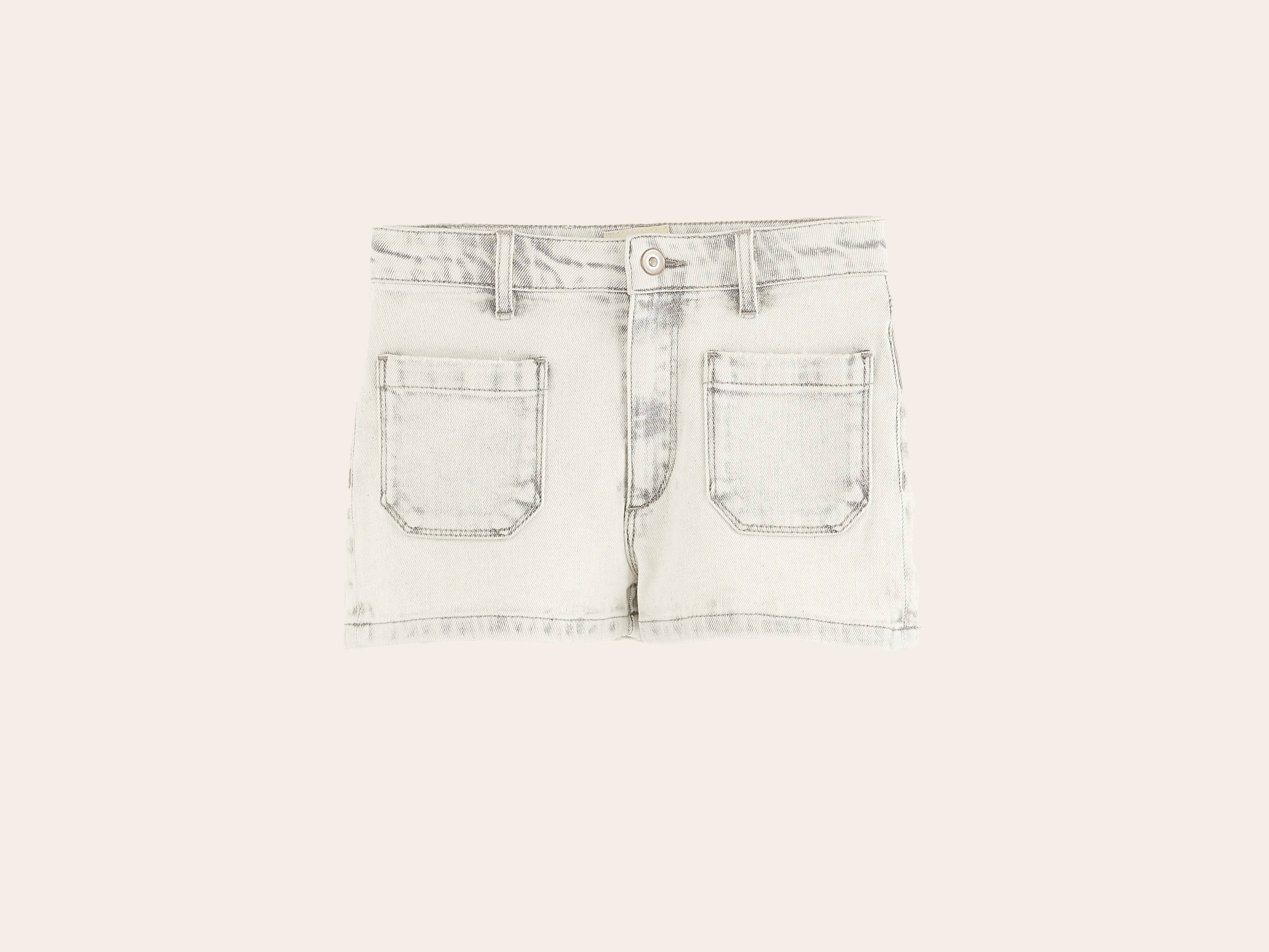 Skirts with a flounce Preppy denim shorts (251 / G / GREY BLEACH)