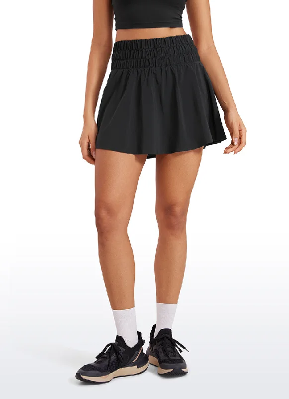 High - waisted linen skirts for summer Feathery-Fit Soft High Waisted Flowy Tennis Skirt with Pockets 16''