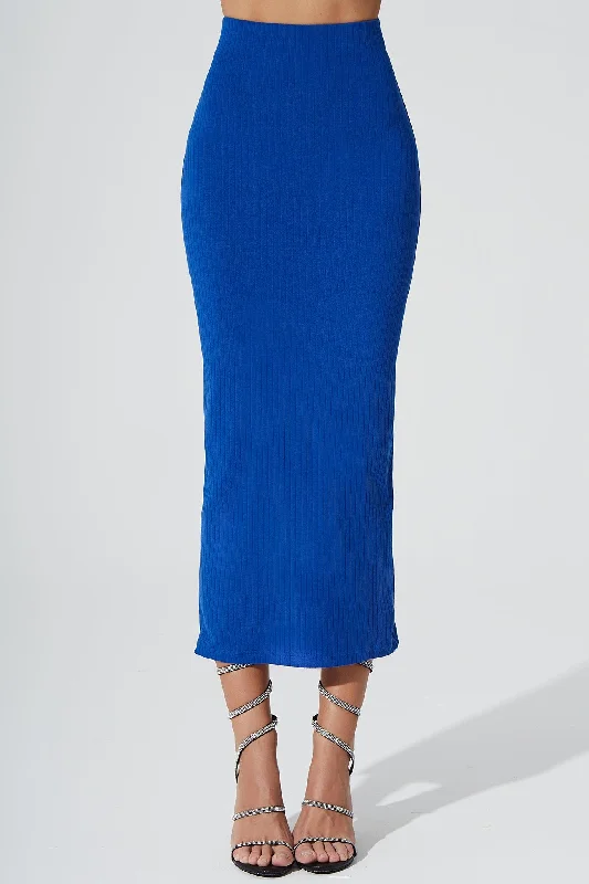 Skirts for a holiday Calista Knitted Slit Skirt - Egyptian Blue