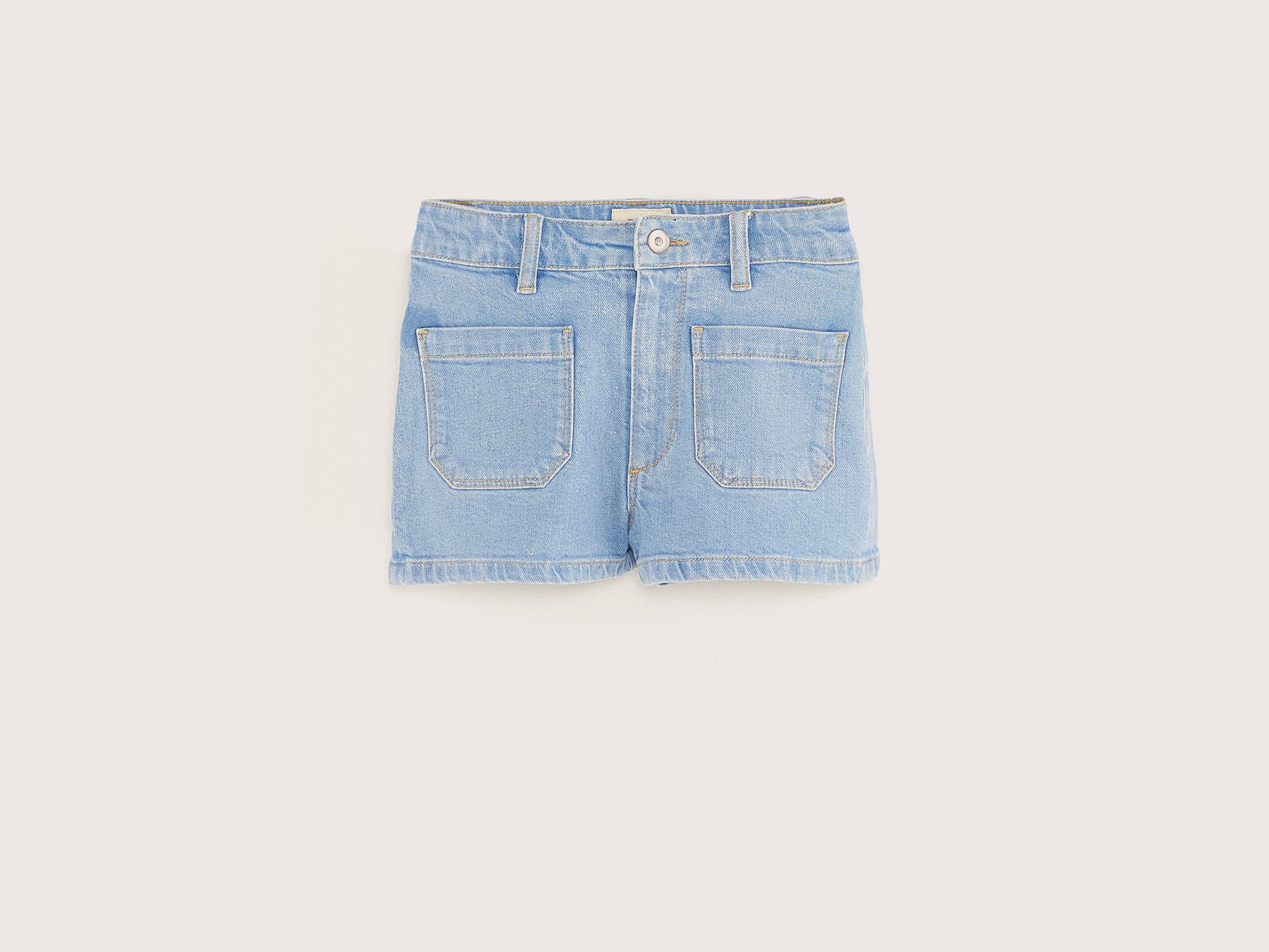 High - waisted linen skirts for summer Preppy denim shorts (251 / G / LT BLUE STONE)