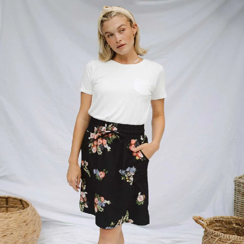 Button - down skirts for a classic style The Away Skirt, Rose Black