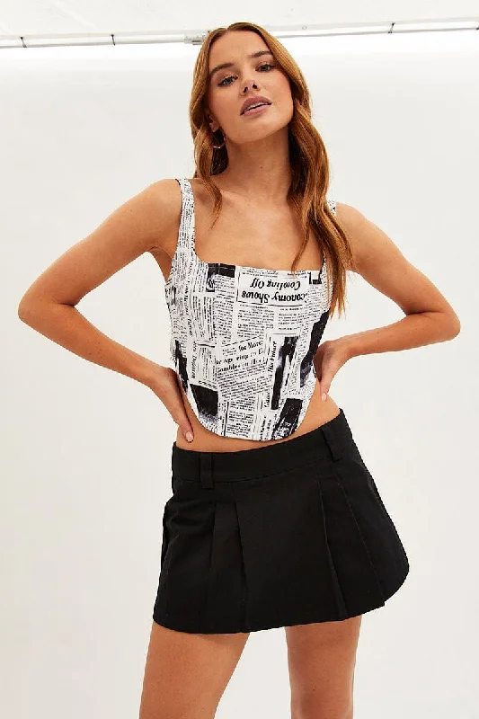 Skirts with a ruched design Black Mini Skirt Low Rise