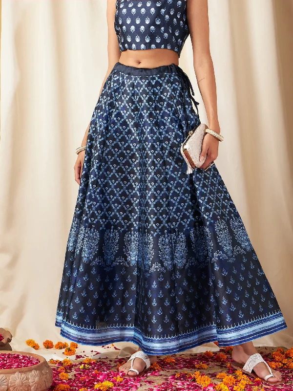 Skirts for a picnic Indigo Kali Floral Anarkali Skirt