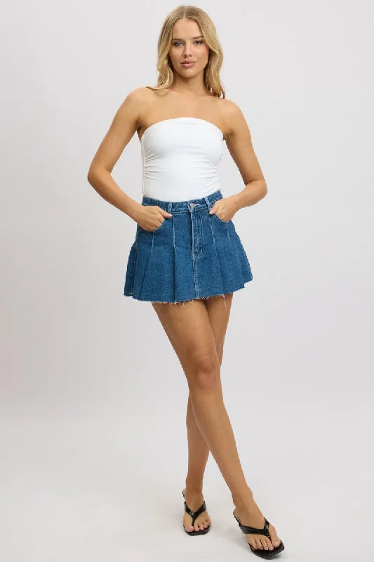 Skirts for a business trip Denim Pleated Skirt High Rise Mini