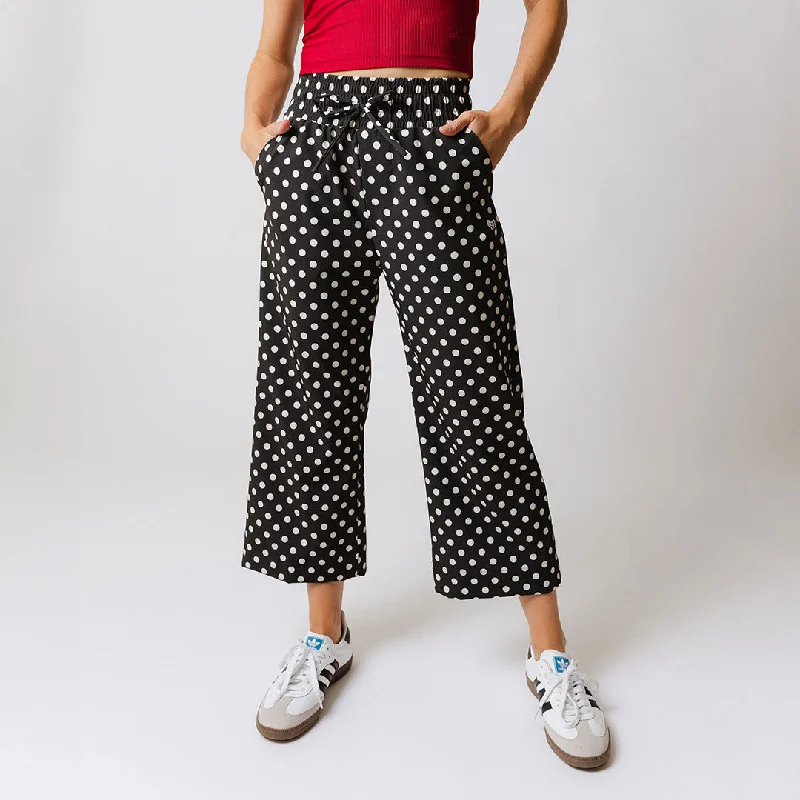 Skirts with a handkerchief hem Audrey Wide Leg Pants, Black Polka Dot