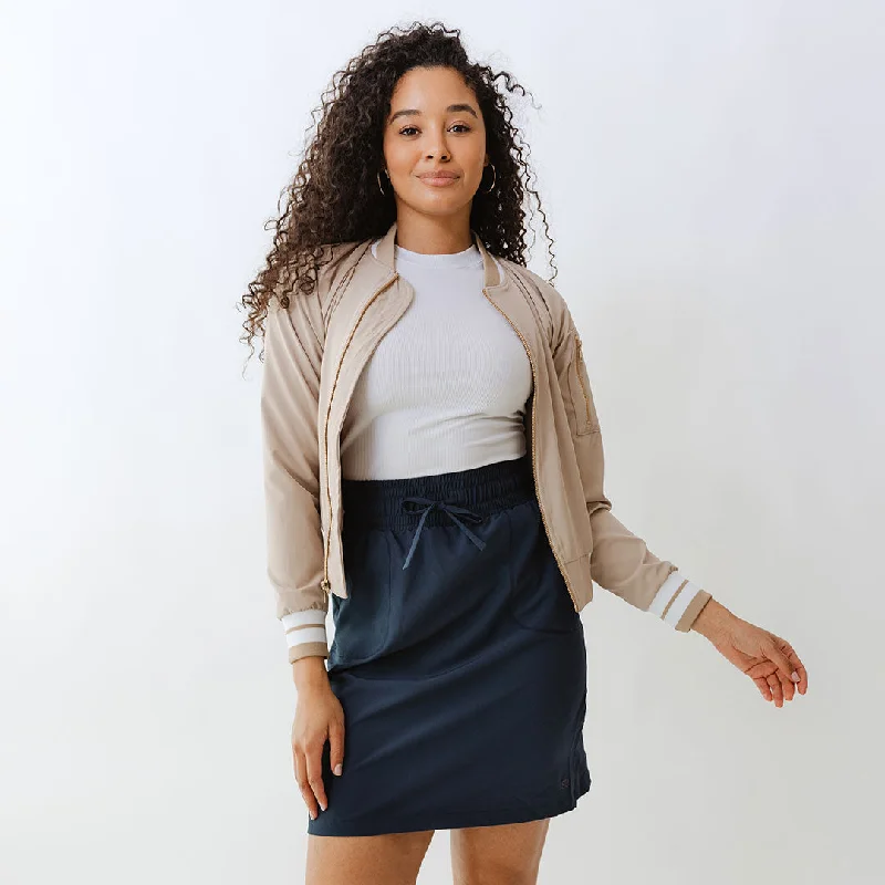 Linen blend skirts for breathability The Away Skirt, True Blue