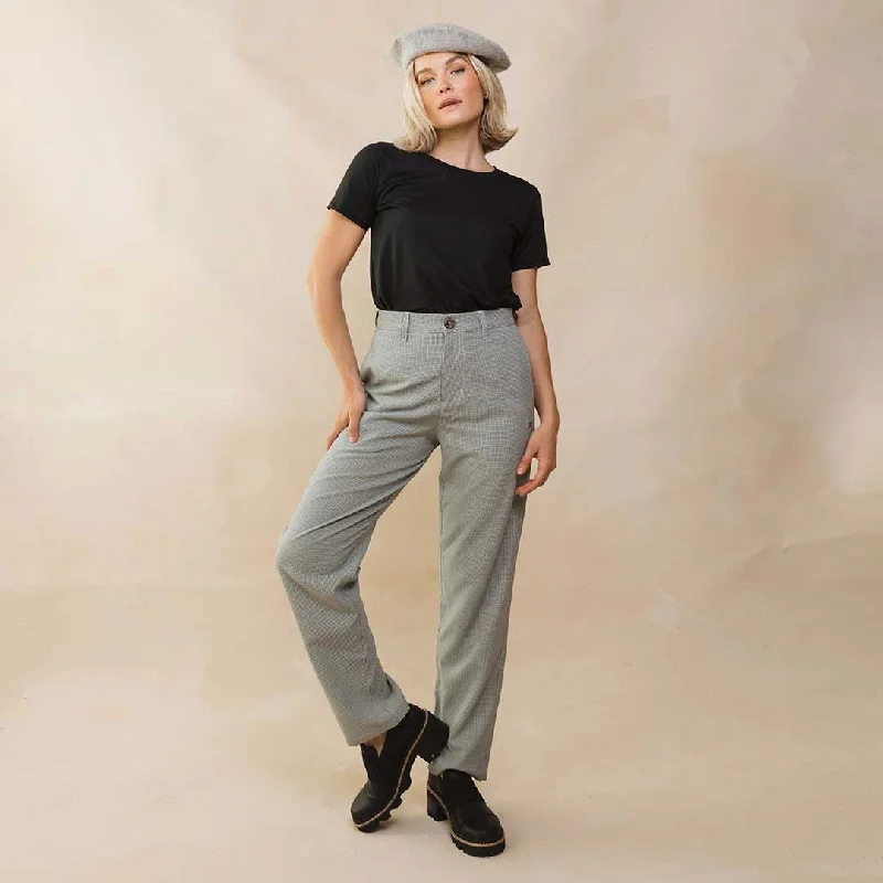 Skirts with a smocked waist Tuxedo Pants, Green and Black Houndstooth