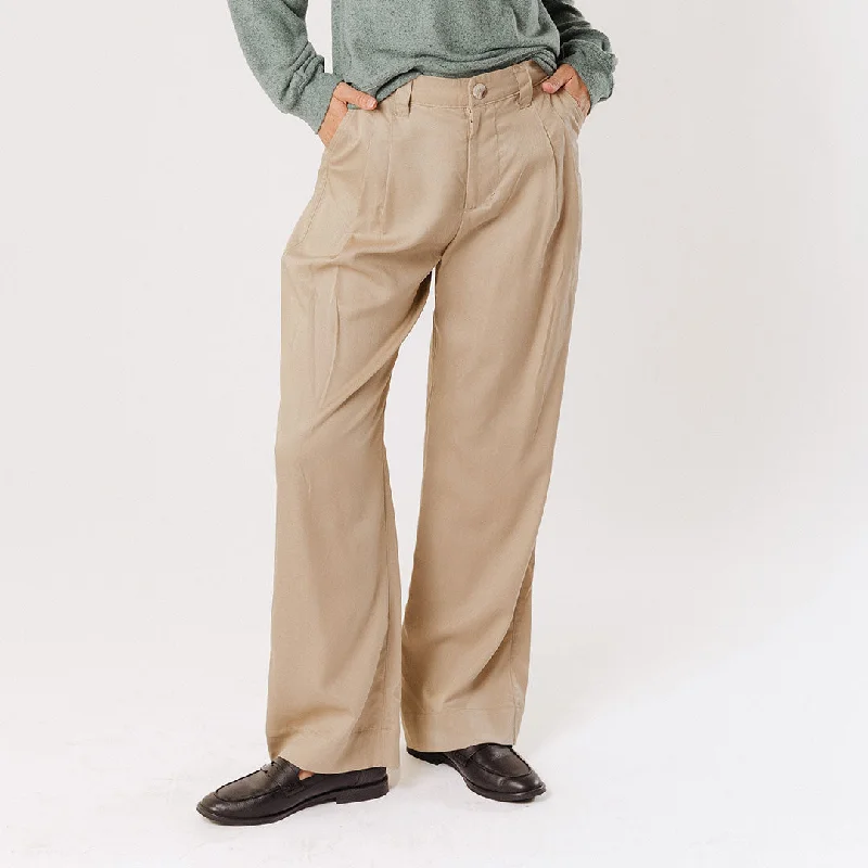 Skirts with a tassel trim Pleated Trouser, Brown Cotton
