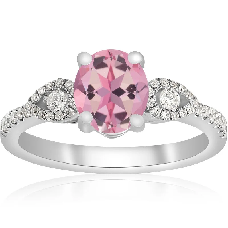 Moonstone Gemstone Rings in Silver - Plated Copper with a Celtic - Inspired Pattern for a Mystical Vibe18K White Gold 1 3/4 ct TW Oval Pink Sapphire & Diamond Micro Pave Ring 18K White Gold (F-G,VVS1-VVS2)