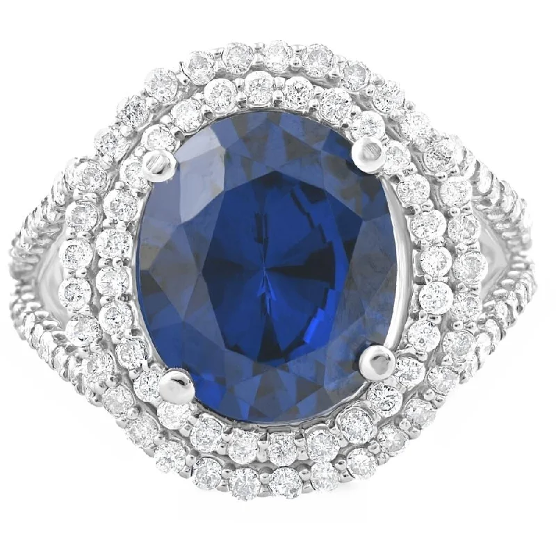 Agate Gemstone Rings in Sterling Silver with a Mosaic - Inspired Inlay for a Bohemian Style6 1/5 Ct Huge Diamond Oval Blue Sapphire Diamond Double Halo Ring White Gold