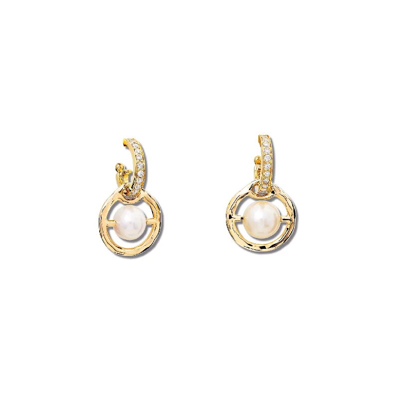 Pear - Shaped Engagement Rings in Yellow Gold with a Diamond - Encrusted BandArchipelago Earring Drops Yellow Gold - Pearl