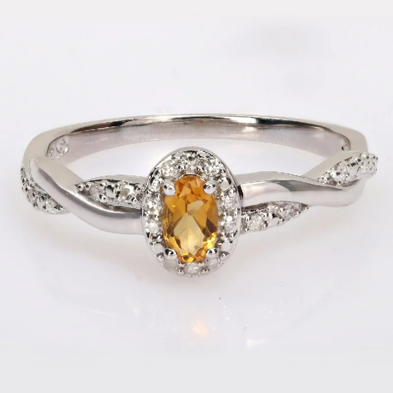 Emerald Gemstone Rings Set in Platinum with Filigree Work for a Vintage - Inspired LookMiadora 1/4ct TGW Oval Citrine 1/10ct TW Diamond Infinity Ring Sterling Silver