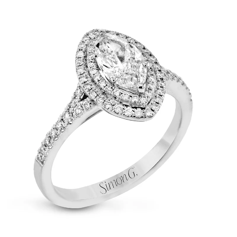 Solitaire Engagement Rings with a High - Clarity Round Diamond and Tapered BandMarquise-Cut Double-Halo Engagement Ring In 18k Gold With Diamonds