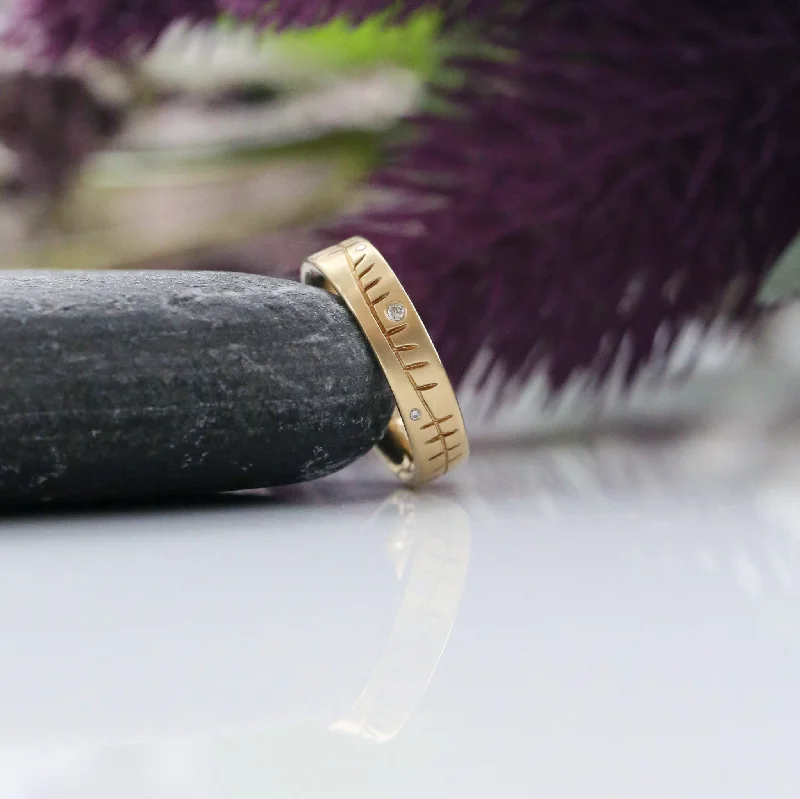 Hammered - Finish Copper Wedding Bands for a Rustic and Handmade - Look AppealOgham Diamond Flat Court Ring in 18ct Yellow Gold