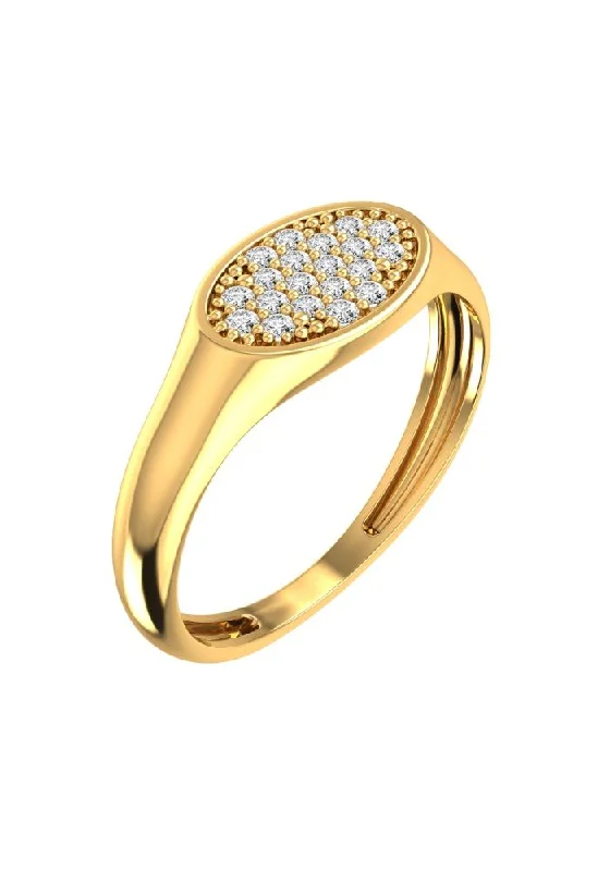Lapis Lazuli Gemstone Rings in Sterling Silver with a Star - Shaped Setting for a Celestial - Inspired PieceOval Pavé Signet 18K Gold Ring w. Lab-Grown Diamonds