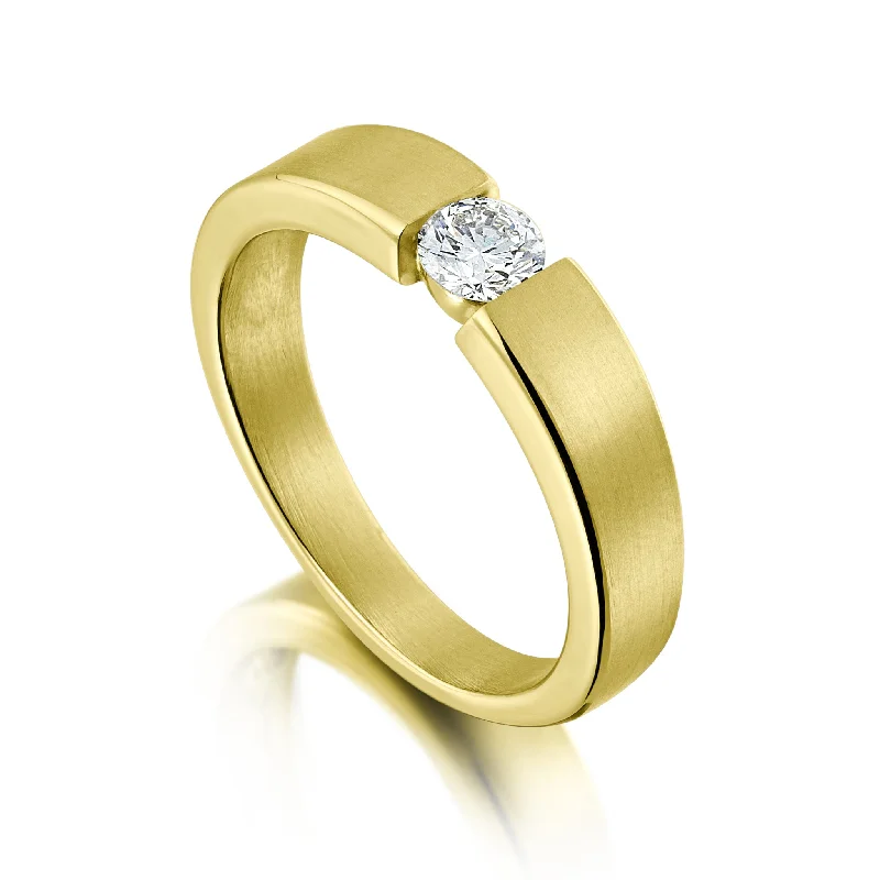 Vintage Cluster Engagement Rings with Antique - Cut Diamonds and Silver FiligreeTension-style 0.25ct Diamond Solitaire Ring in 18ct Yellow Gold