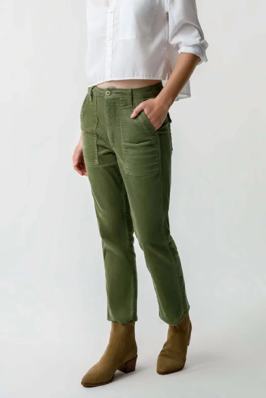 Women's Faux Leather Tight Trousers with Studded Details in Brown for an Edgy StyleCord Easy Army Trouser In Tea Leaf Women's Faux Leather Tight Trousers with Studded Details in Brown for an Edgy StyleCord Easy Army Trouser In Tea Leaf
