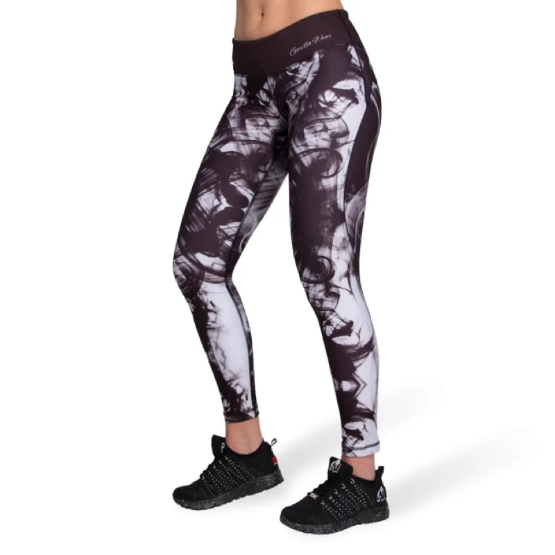 Plus Size Women's Printed Tight Trousers in Floral Patterns for a Spring - Inspired OutfitPhoenix tights - Black/White Plus Size Women's Printed Tight Trousers in Floral Patterns for a Spring - Inspired OutfitPhoenix tights - Black/White