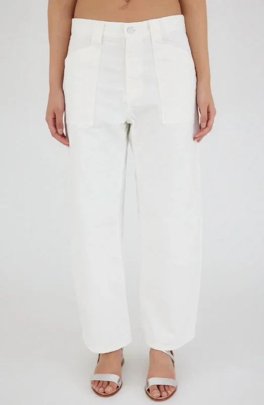 Women's Tight Trousers with Drawstring Waist in Khaki for a Relaxed and Adjustable FitWomen's Rancho Gusset Cargo Pants In White