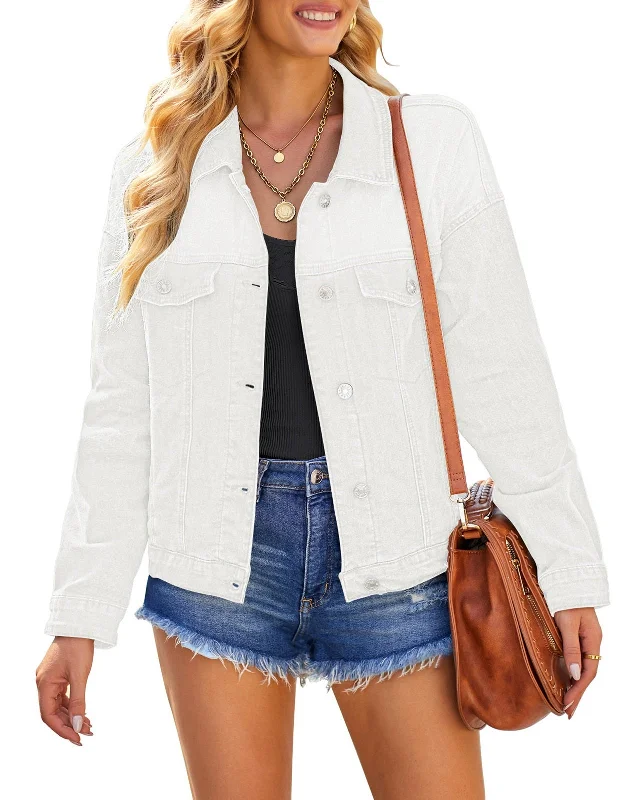 Jean Jacket for Women Stretchy Oversized Boyfriend Denim Trucker Jackets Distressed Shacket Jean Jacket for Women Stretchy Oversized Boyfriend Denim Trucker Jackets Distressed Shacket