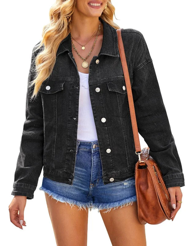 Jean Jacket for Women Stretchy Oversized Boyfriend Denim Trucker Jackets Distressed Shacket Jean Jacket for Women Stretchy Oversized Boyfriend Denim Trucker Jackets Distressed Shacket