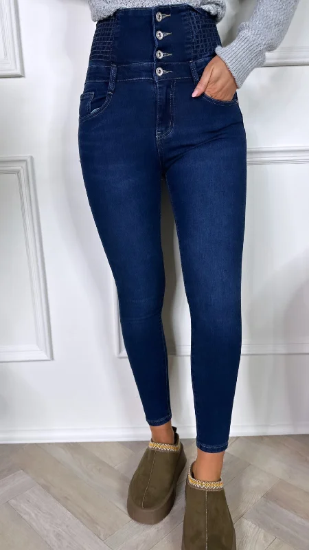Skinny women jeans with a form - fitting designNonie Dark Blue Push Up High Waisted Jeans Skinny women jeans with a form - fitting designNonie Dark Blue Push Up High Waisted Jeans