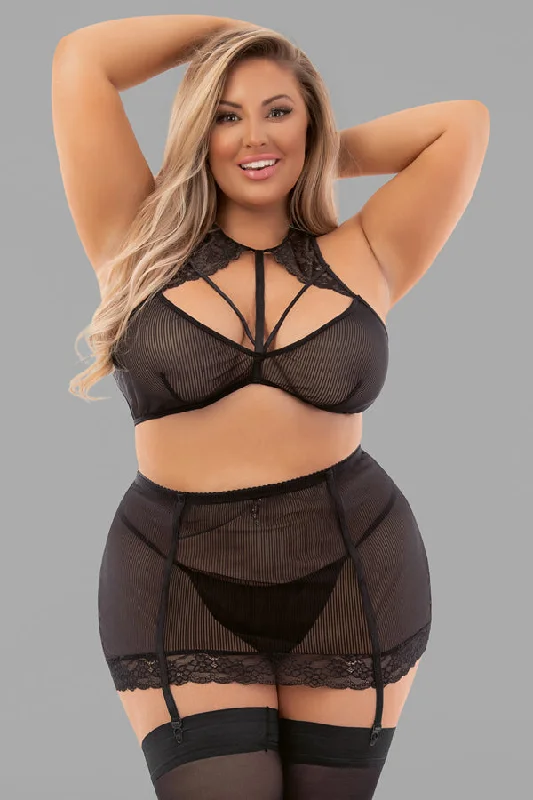 Petite - sized pencil skirt with a shorter hemlinePlus Black Mesh 2 piece Garter Skirt and Bra Petite - sized pencil skirt with a shorter hemlinePlus Black Mesh 2 piece Garter Skirt and Bra