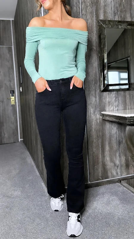Dark - wash women jeans for a sophisticated and slimming effectRegina Black Flare Jeans Dark - wash women jeans for a sophisticated and slimming effectRegina Black Flare Jeans