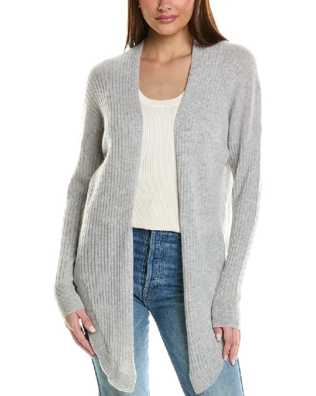 ribbed women cardigan with a classic textureAutumn Cashmere Rib Cashmere Cardigan