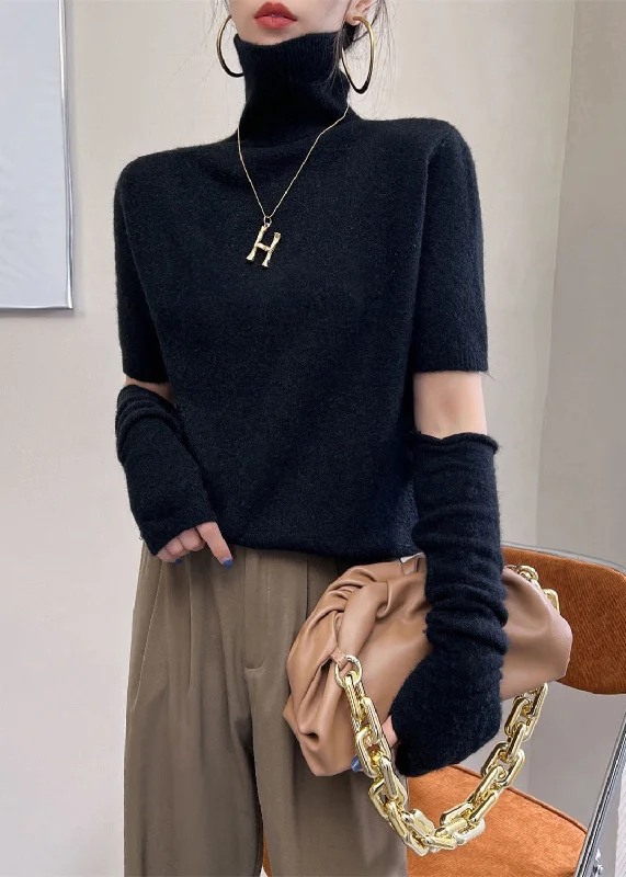 Plus Size Women's Fringe - Trimmed Sweater in Beige for a Boho - Inspired StyleBlack Warm Knit Original Design Sweater Tops Turtle Neck Winter Plus Size Women's Fringe - Trimmed Sweater in Beige for a Boho - Inspired StyleBlack Warm Knit Original Design Sweater Tops Turtle Neck Winter