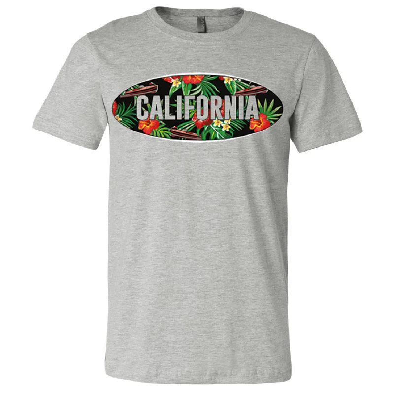 V - Neck Women T Shirt to Enhance the NecklineCalifornia Tropical Flowers Logo Asst Colors Mens Lightweight Fitted T-Shirt/tee V - Neck Women T Shirt to Enhance the NecklineCalifornia Tropical Flowers Logo Asst Colors Mens Lightweight Fitted T-Shirt/tee