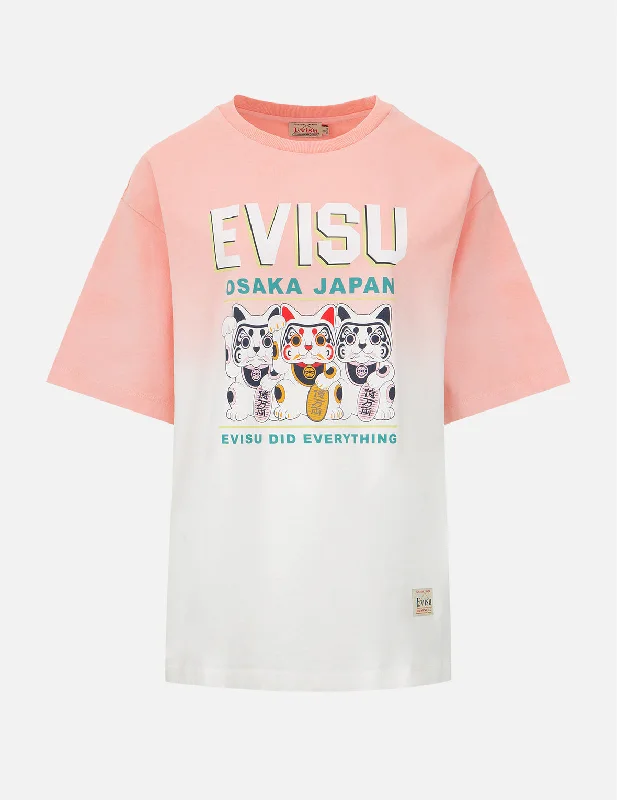 Graphic Print Women T Shirt for a Trendy StatementFortune Cat Print Tie-dyed T-Shirt Graphic Print Women T Shirt for a Trendy StatementFortune Cat Print Tie-dyed T-Shirt